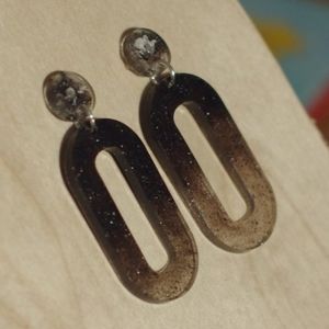 Handmade Acrylic Drop Earrings Dangle Stud Black